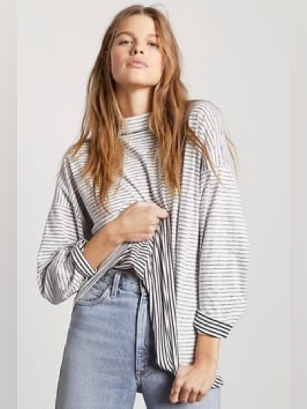Free People Be Free Striped Jersey Top In Black Multi